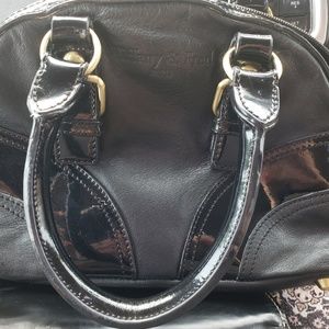 Tiffany & Fred Paris H/bag, Blk Lther & Pat. Lth